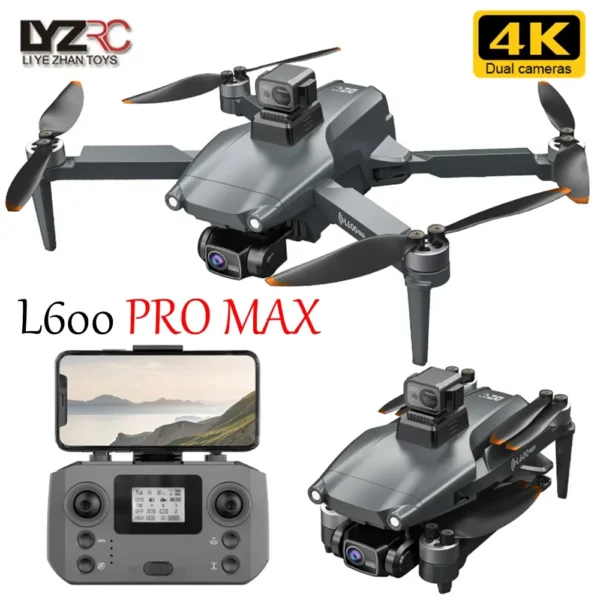 L600 PRO MAX GPS 4K 3-Axis PTZ Drone Professional HD Dual Camera Obstacle Avoidance Brushless Motor 5G WIFI RC Quadcopter Toys