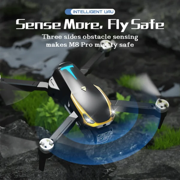 M8 PRO Brushless Motor Drone with 2 Battreys, Intelligent Obstacle Avoidance, Optical Flow, 360-degree rolling, HD Camera - Image 5