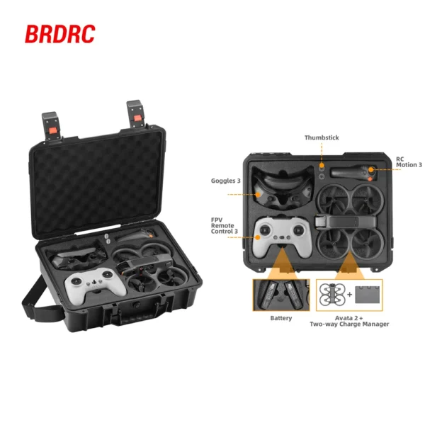 Shockproof Hard Case for DJI Avata 2,Travel Storage Box, Dustproof Protective Carry Case,FPV Drone Outdoor Storage Accessories