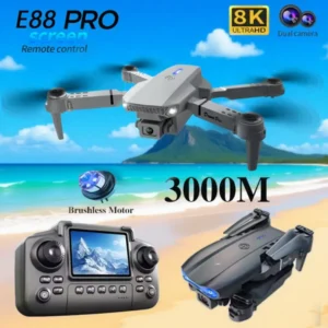 E88Pro with Screen Control HD 8K Drone Dual Camera Colorful Light Foldable Mini RC Drone Quadrotor Helicopter Children's Toys