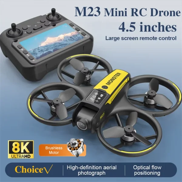 M23 Mini RC Drone 8K HD Camera Screen Control Remote Control WiFi Hold For Selfie And Aerial Shots RC Helicopter For Gifts Toys