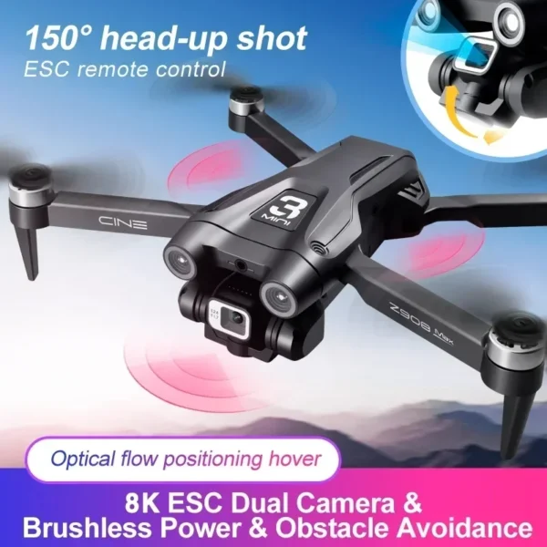 With 3 Battery Z908 Max Drone Brushless 8K HD Dual Camera Optical Flow Obstacle Avoidance Foldable Quadcopter RC Distance 9000M - Image 2
