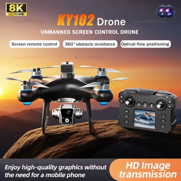 KY102 Remote Control Drone 8K HD Dual Camera Aerial Brushless Motor 360 Obstacle Avoidance RC Quadcopter Toy For Kid And Adults