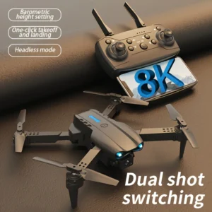 E99 Foldable RC Drone with Dual 8K Cameras, Ideal for Beginners and Adults,  USB Rechargeable Battery, Perfect Gift for Holidays