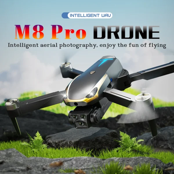 M8 PRO Brushless Motor Drone with 2 Battreys, Intelligent Obstacle Avoidance, Optical Flow, 360-degree rolling, HD Camera - Image 2