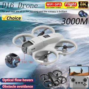 D16 Mini Drone with 180° Electric Adjustable 8K HD Camera GPS Obstacle Avoidance RC Quadcopter Toys Gift For Kids And Beginners
