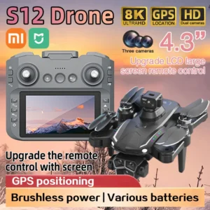 XIAOMI MIJIA S12 Drone RC Aerial Drones 8K 5G Professional GPS HD Camera 4.3inch large screen remote control Foldable quadcopter