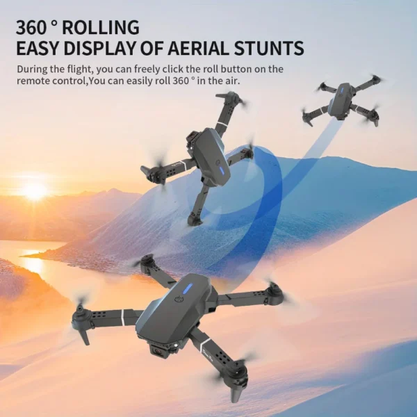 E88Pro with Screen Control HD 8K Drone Dual Camera Colorful Light Foldable Mini RC Drone Quadrotor Helicopter Children's Toys - Image 2