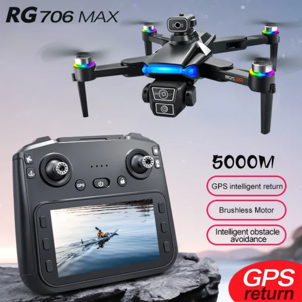 New RG706 MAX GPS Drone 8K Professional Camera Aerial FPV Brushless Avoiding Obstacle with Large Screen Control Folding Drones - Image 2