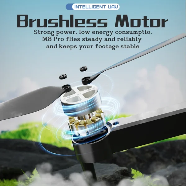 M8 PRO Brushless Motor Drone with 2 Battreys, Intelligent Obstacle Avoidance, Optical Flow, 360-degree rolling, HD Camera - Image 3