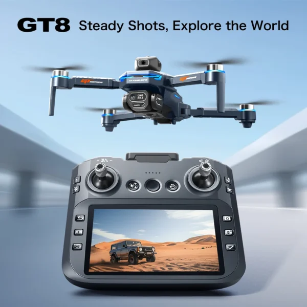 Profesional GT8 Drone 6K HD Dual Camera With Screen FPV WIFI Rc Brushless Motor Obstacle Avoidance Rc Quadcopter