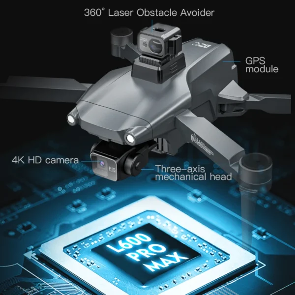 L600 PRO/L600 Pro Max 4K Professional Drone 3-Axis Gimbal RC Quadcopter 3KM Flight Mini Dron Smart Obstacle Avoidance Aircraft - Image 2