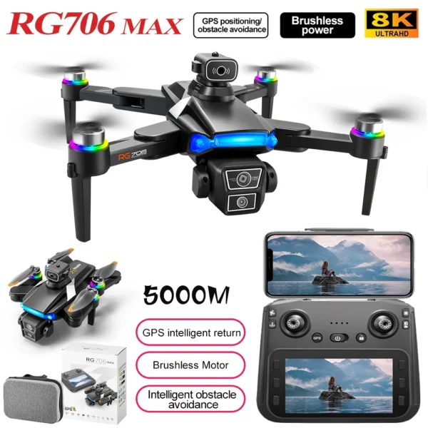 New RG706 MAX GPS Drone 8K Professional Camera Aerial FPV Brushless Avoiding Obstacle with Large Screen Control Folding Drones