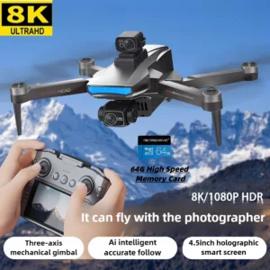 W10 Drone with 4.5 Inch Screen 3-Axis Anti-shake Gimbal Drones 4K Aerial Brushless RC Quadcopter 5G GPS 8K HD Cameras EIS Dron