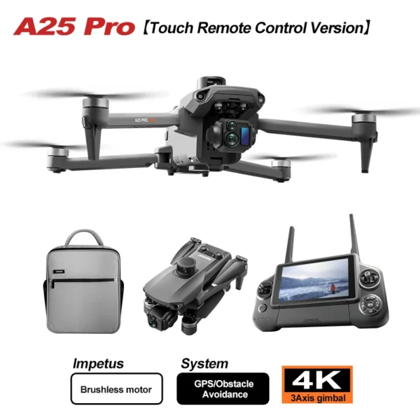 High end drone A25PR system touch screen three-axis gimbal 8k three-axis mechanical stabilization gimbal electronic anti shake - Image 4