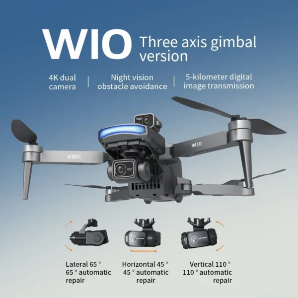 W10 Drone with 4.5 Inch Screen 3-Axis Anti-shake Gimbal Drones 4K Aerial Brushless RC Quadcopter 5G GPS 8K HD Cameras EIS Dron - Image 2
