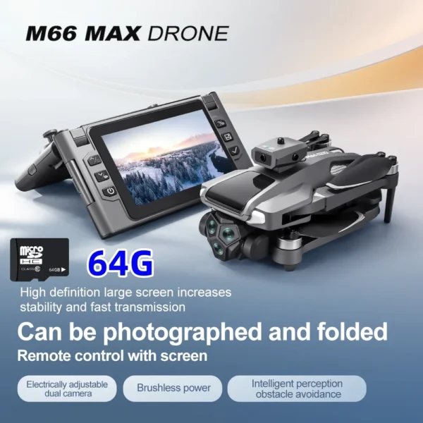 Professional Drone M66 8K Wide-Angle HD Triple Camera WiFi FPV Height Hold RC Drone Aircraft Quadrotor Adult - Image 2