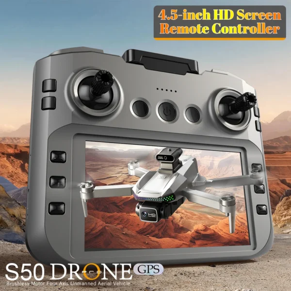 S50 PRO GPS Drone with 2 Batteries, 4.5-inch Large Screen Remote, Real-Time HD Camera, Obstacle Avoidance, Extended Flight Time - Image 2